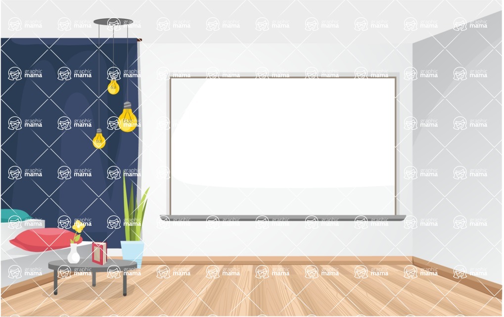 Room Backgrounds Vector Collection - Modern Office Room Interior Vector Background